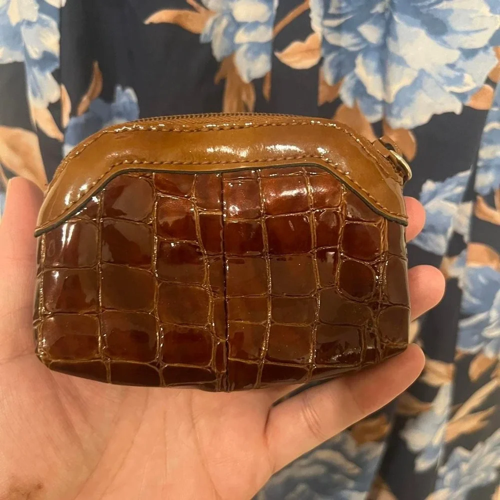 Brighton brown crocodile print coin purse mini y2k